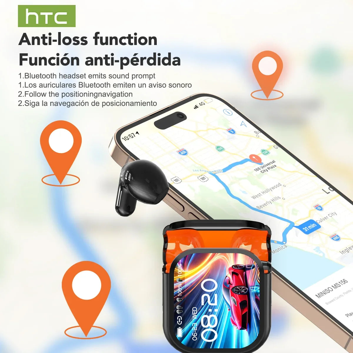 Ne20 Bluetooth V6.0 Earphones with AI Translator, LCD Touch Screen, Wireless Sports Headphones, HD Stereo Sound, Long Battery Life